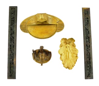 Tiffany Studios, etc., Art Nouveau and Art Deco desk accessories, five pieces, details include: