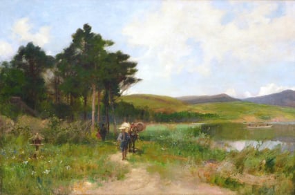 Sir Alfred East (British, 1849 - 1913) Untitled landscape in Japan, Impressionistic, 19th C., oil on