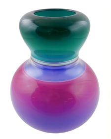 ART GLASS: Sonja Blomdahl (American, b. 1952), handblown incalmo glass vessel, 1991, gradient of
