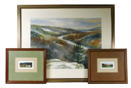 +Elaine Wentworth and Edward C. Cook, three framed pieces of fine art, including: Elaine Wentworth