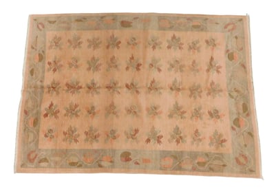 RUG: Contemporary floral abstract, 6' 5" x 8' 9", hand-knotted, light wear consistent with age and