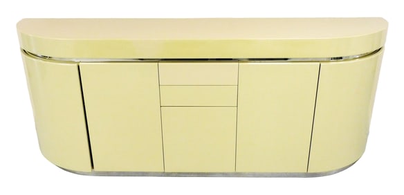 +Attributed to J. Wade Beam, Ponte credenza, c. 1975, lacquered wood with glossy cream color trimmed
