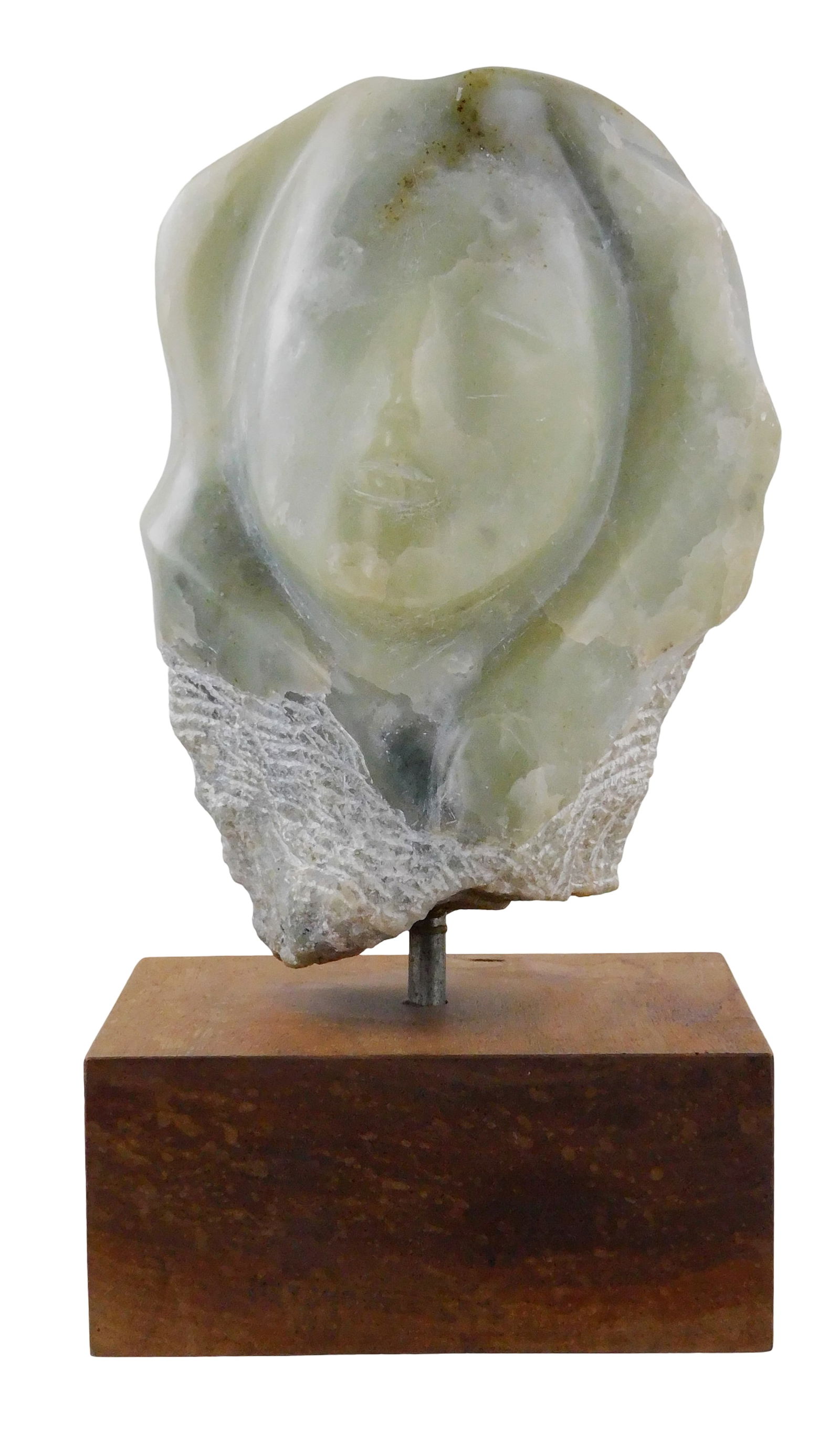 SCULPTURE: Joan Hyde Shapiro (American, 20th-21st C.), alabaster sculpture, light green stone carved (1 of 5)