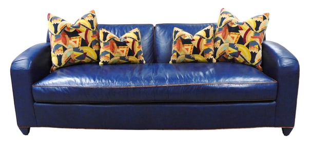+"Main Street Sofa" by Donghia Furniture, upholstered in navy leather with contrasting brown