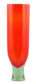 ART GLASS: Gino Cenedese (Italian, 1907-1973), Contemporary Murano glass vase, tall bright red body