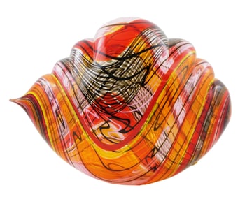 +ART GLASS: Nancy Callan (American, b. 1964), "Sunset Cloud", 2014, blown glass sculpture in red,
