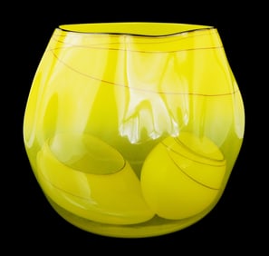 +ART GLASS: Dale Chihuly (American, b.1941) "Honeysuckle Yellow Basket Set #488", along with four