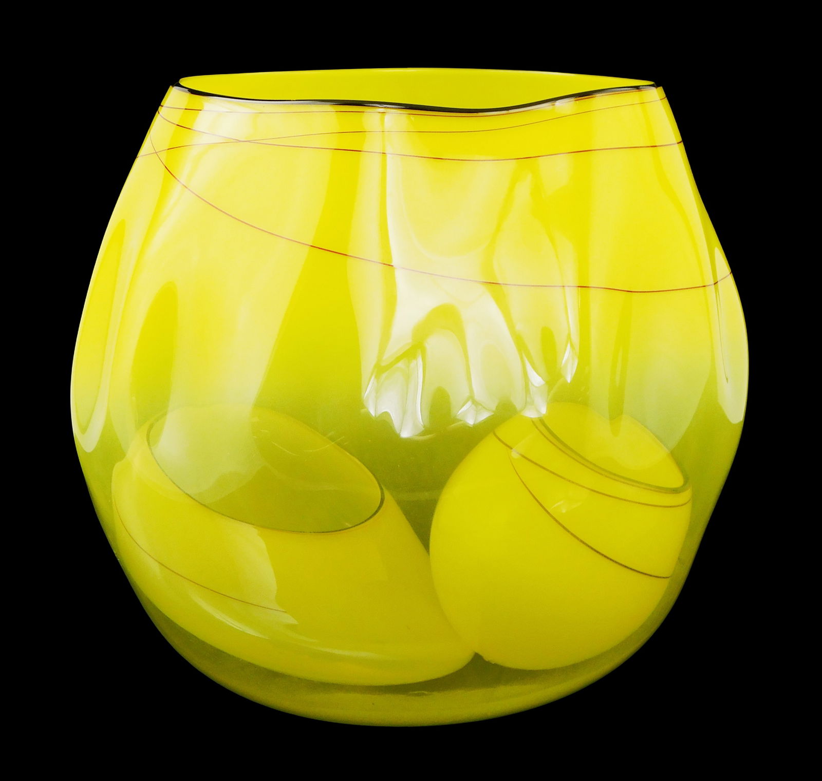 +ART GLASS: Dale Chihuly (American, b.1941) "Honeysuckle Yellow Basket Set #488", along with four (1 of 7)