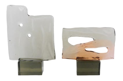 ART GLASS: Luciano Gaspari (Italian, 1913-2007), pair of abstract sculptural glass forms, molded