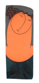 Susan Bliss (American, 1949 - 2024), Contemporary ceramic panel with stylized figural decoration of