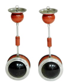 Pair of Belmet Rollodor ashtrays, c. 1930s, Art Deco design, self-balancing with weighted rolling