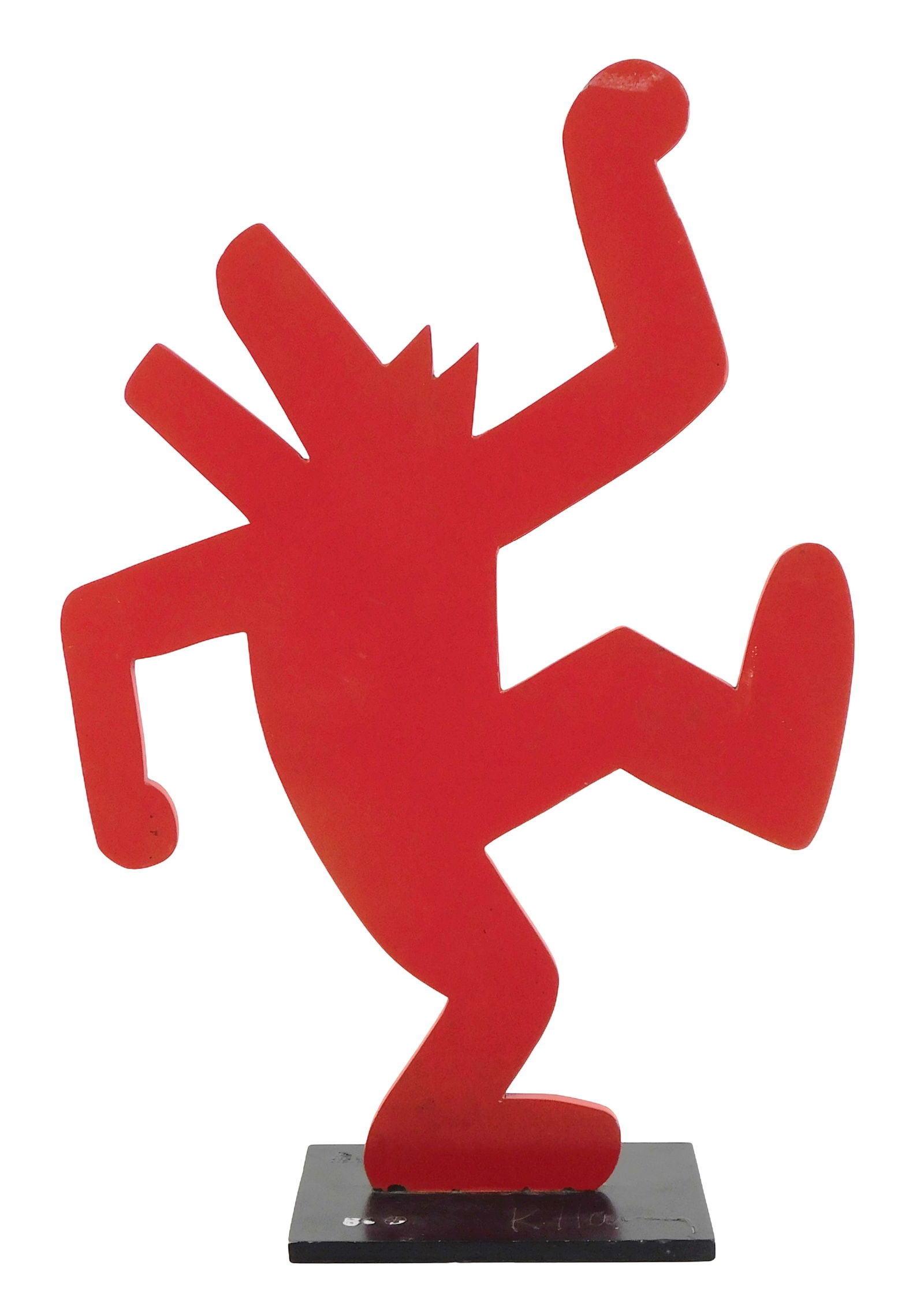 SCULPTURE: Keith Haring (American, 1958-1990) "Dancing Red Dog", 1986, steel, Contemporary sculpture (1 of 7)