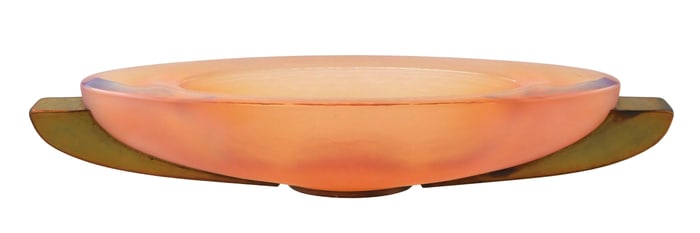 ART GLASS: George Bucquet (American, b. 1954), hot cast glass vessel sculpture, solid vessel of