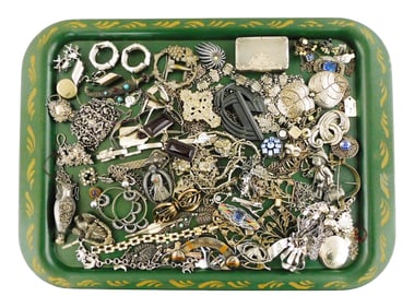 COSTUME JEWELRY: 40+ Pieces, most appear to be silver of some purity or plated, some with mounts and