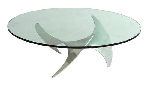 Knut Hesterberg "Propeller Coffee Table", Mid-Century Modern design, c. 1960-80, aluminum tri-arm