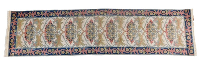 RUG: William Morris Arts & Crafts style runner, 2' 5" x 9' 6", wool on cotton, classic floral vine