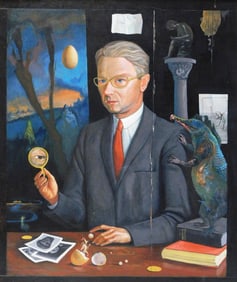 William A. McCloy (American, 1913 - 2000), "The Art Historian", c. 1949, lacquer on Masonite,