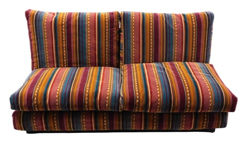 +Paolo Caliari (Italian, 1932 - 2014) design upholstered loveseat, Modern armless design with