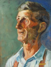 William A. McCloy (American, 1913 - 2000), double portrait, "Head of Old Man" on obverse/ "Head of