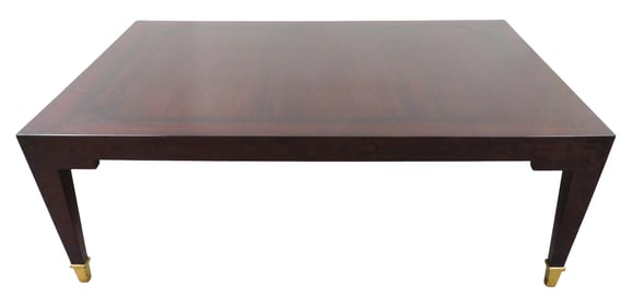 +Contemporary coffee table with high gloss finish to top and inlaid border with contrasting linear