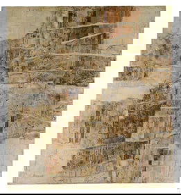 +Joan Brams (American/Canadian, b. 1928), “Archaicscape??, c. 1970's acrylic with aggregates on