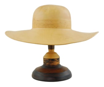 Johannes Michelsen (American, b. 1945), elder burl turned wooden hat on stand, 1995, large brim