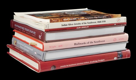 BOOKS: Seven reference/ coffee table books on Southwestern Native American jewelry, three soft cover