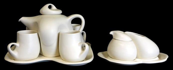 +Peter Saenger "Design II" nesting tea set, late 20th C., part of his "Black and White" collection,
