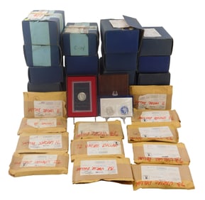 COINS: (Box Lot) Contains 65 1974-S Eisenhower dollar silver proof coins in original boxes. Also