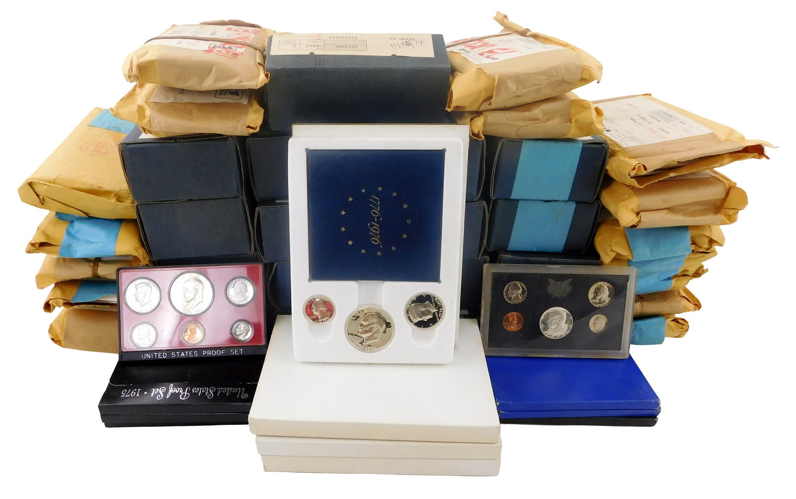 COINS: (Box Lot) Box lot of US proof & Mint sets. Includes the following mint sets: 55 1973 mint (1 of 3)