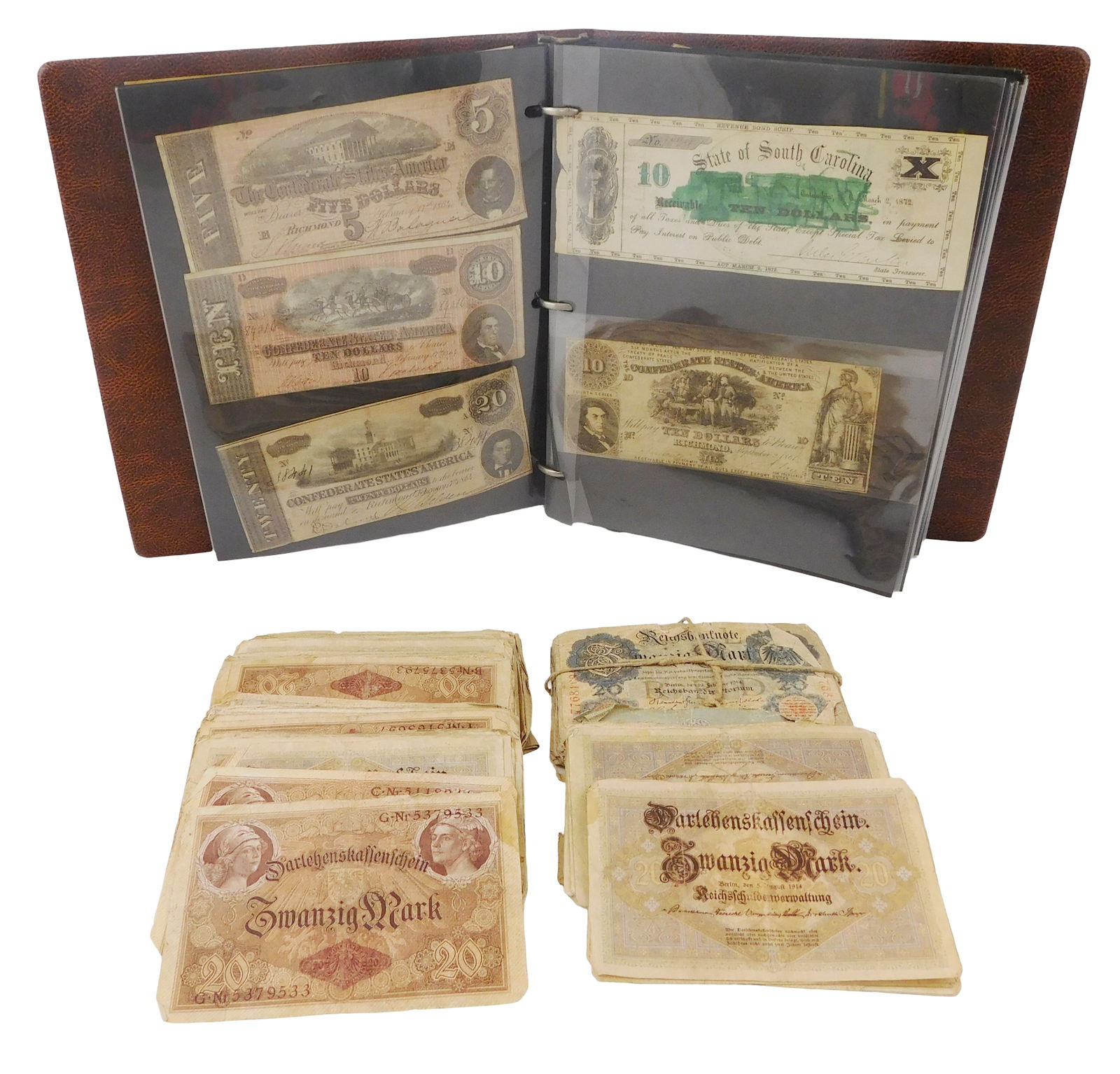 Interesting currency collection. Includes 15 Confederate and Southern states currency ranging from (1 of 7)