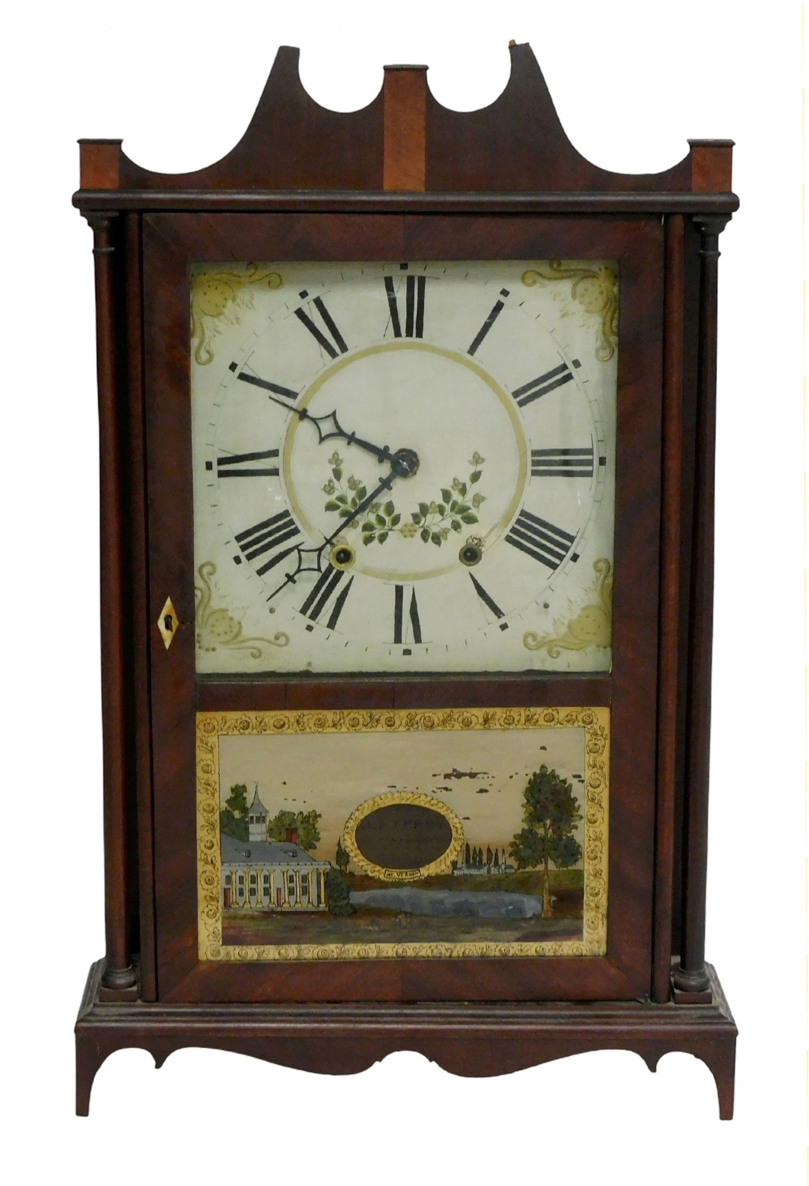 CLOCK: Shelf clock by Eli Terry and Sons, Plymouth CT, C. 1820’s, mahogany case, intact label (1 of 6)