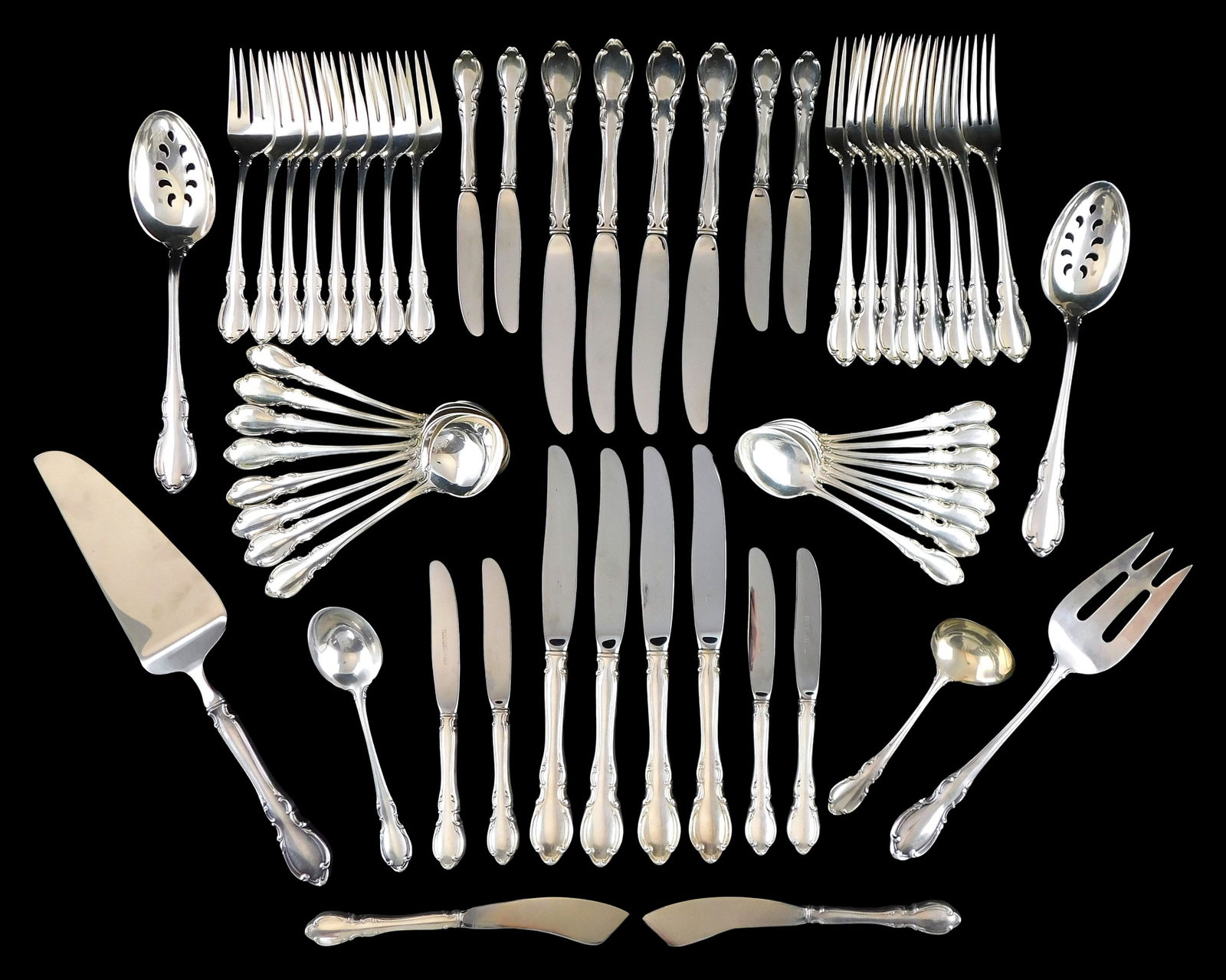 STERLING: Towle "Legato" pattern sterling silver flatware and servingware, pat. 1962, fifty-six (1 of 5)