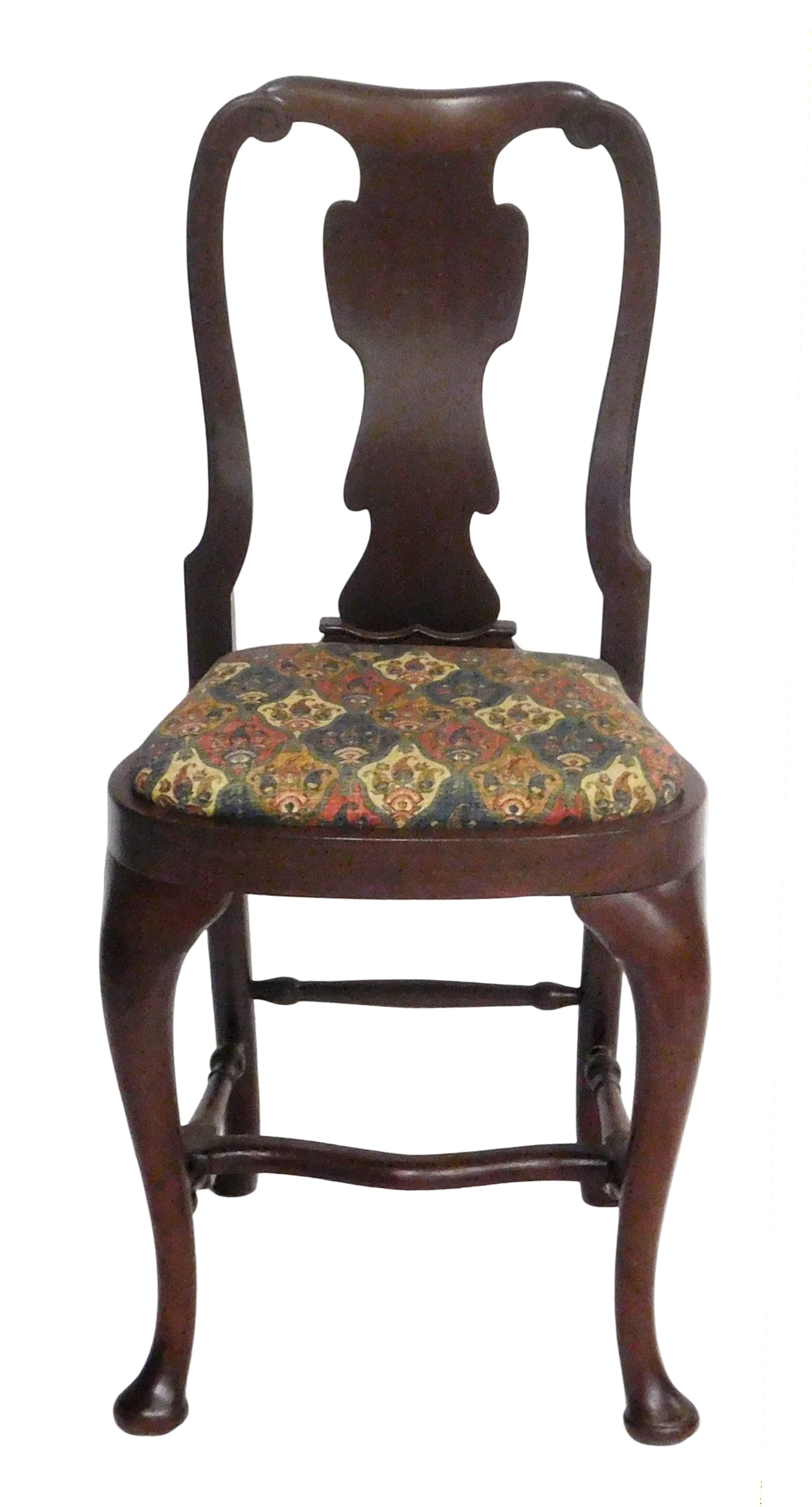 Tall side chair, 20th C., high seat or “Architect’s?? chair in Georgian style, mahogany, carved (1 of 3)