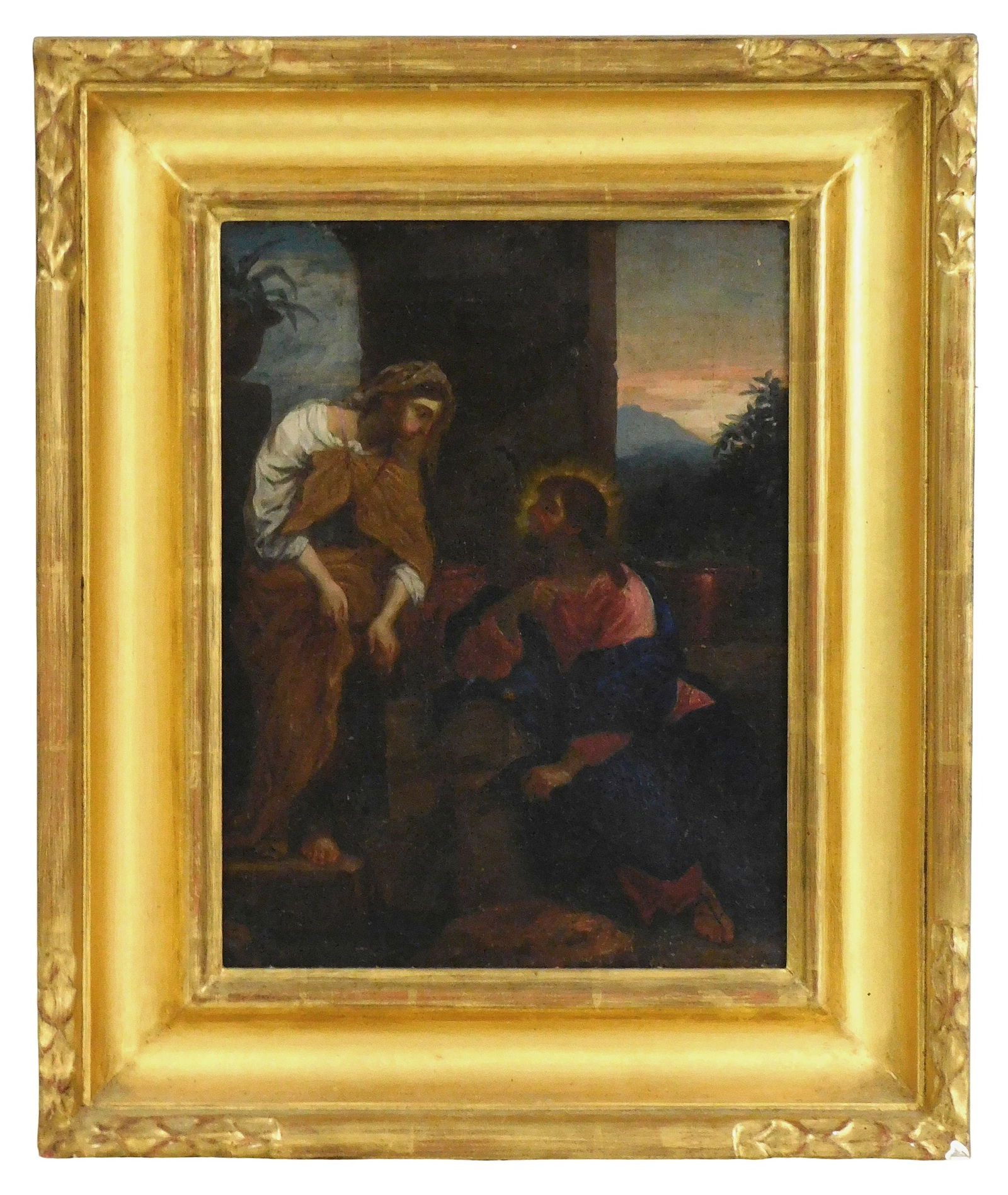 Northern Italian style biblical scene "Christ with Woman at Well", probably17th/18th C. but with (1 of 4)