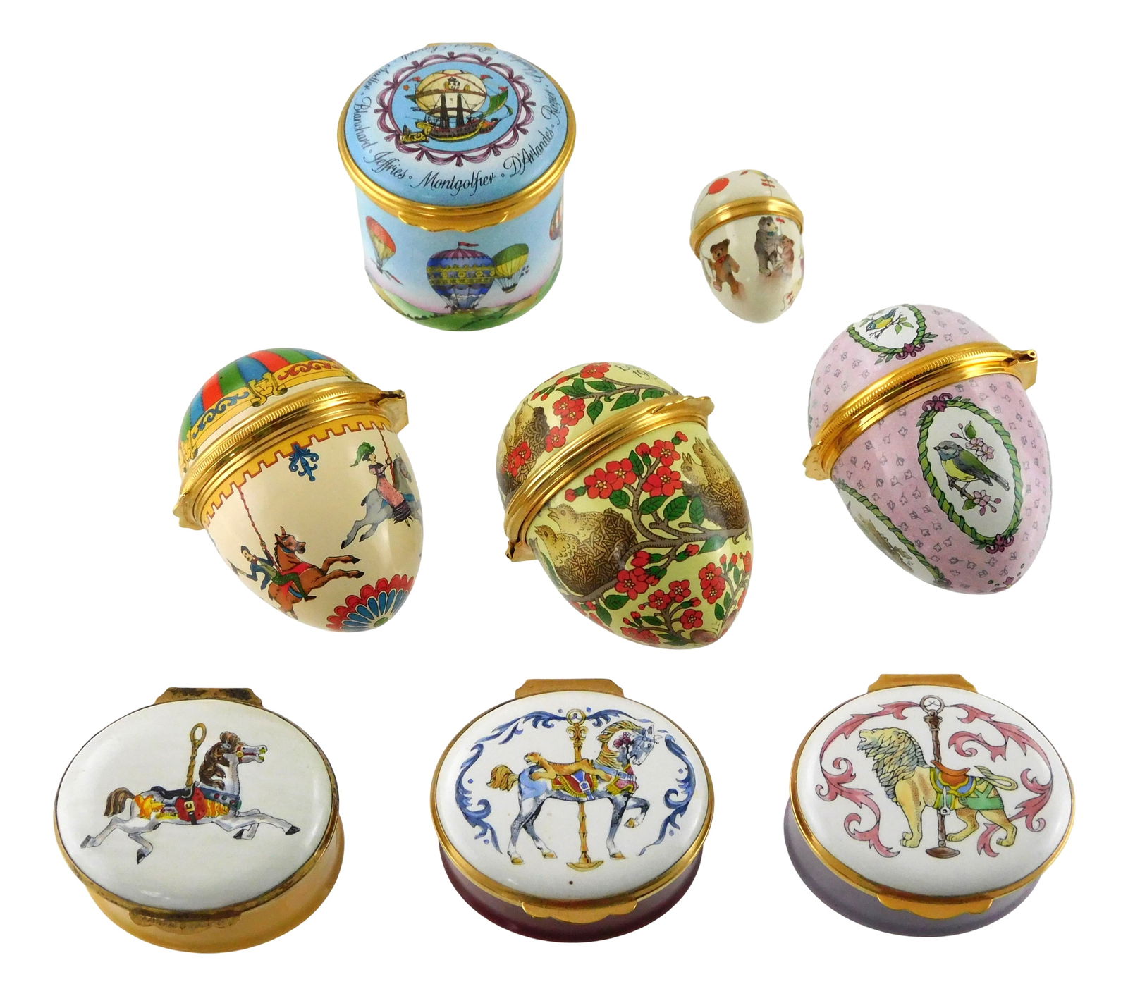 Eight enamel trinket boxes and eggs, Halcyon Days, England; and Smithsonian, United States; both (1 of 4)