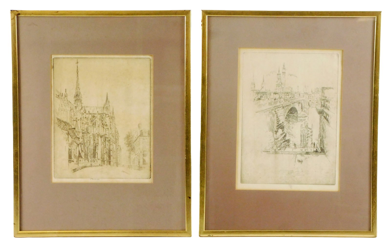 Joseph Pennell (American, 1857-1926), two framed etchings on paper, the first “The Transept??, (1 of 8)