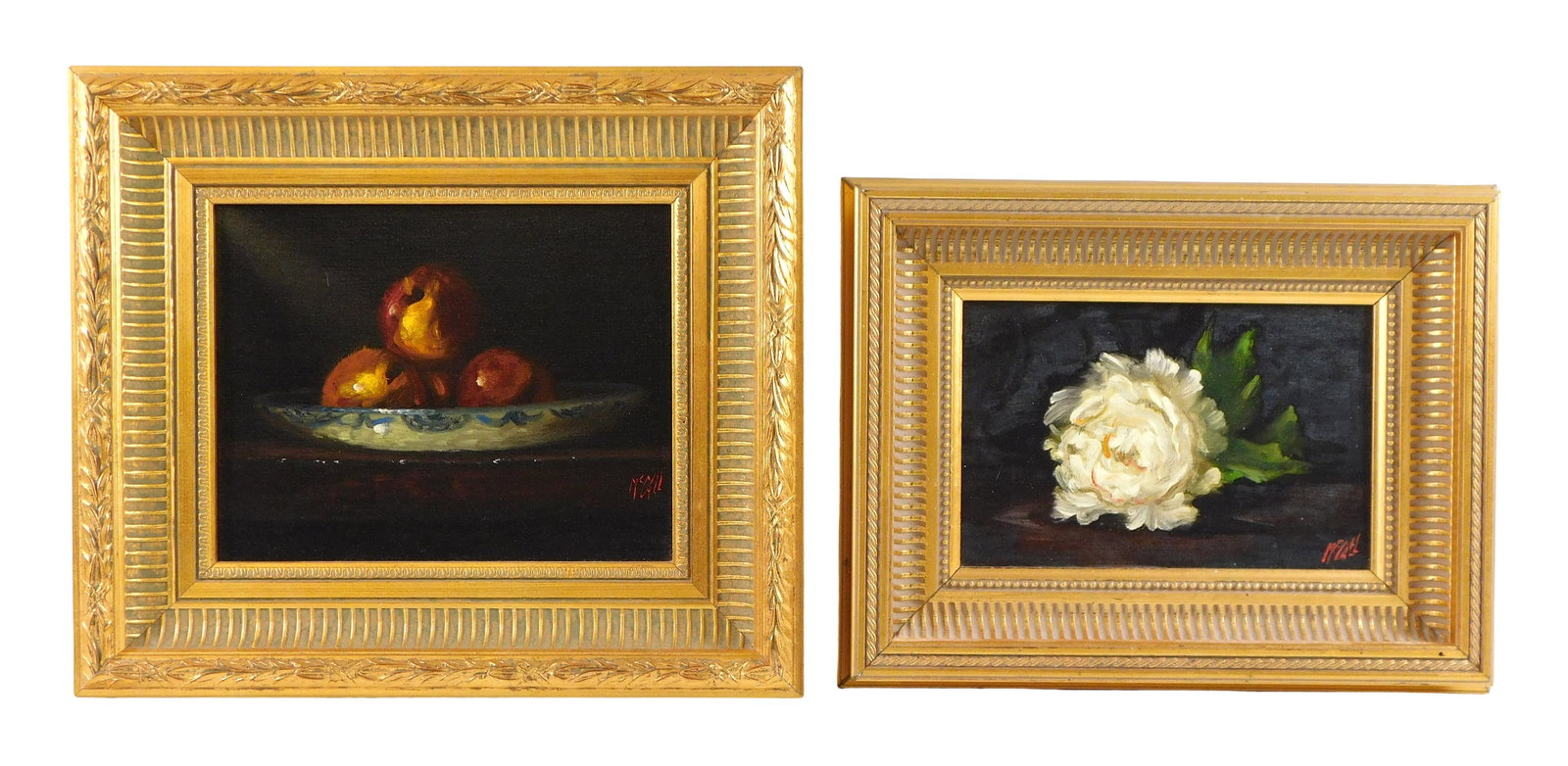 Christopher McCall (American, 20th C.) two still life paintings, the first, oil on canvas board, a (1 of 4)