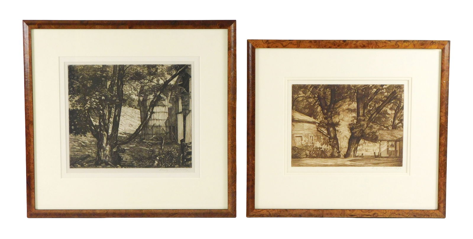 Luigi Lucioni (Italian American 1900-1988) two etchings, the first titled "Hovering Trees", in (1 of 6)