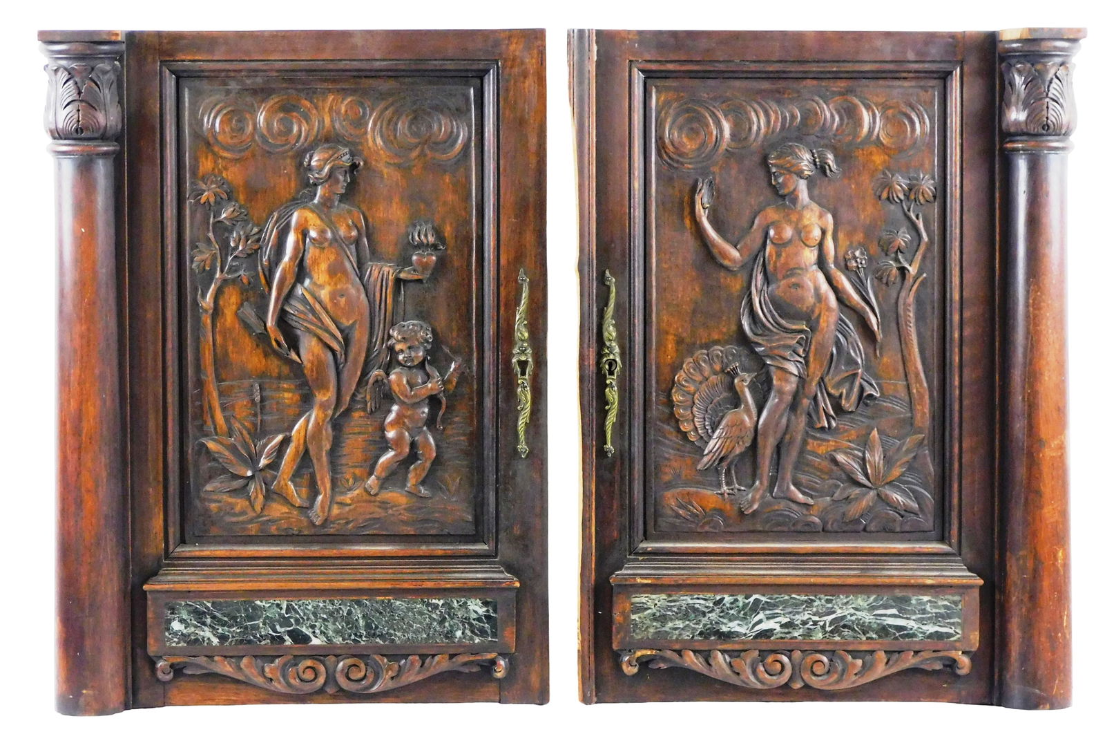 Pair of French sideboard or buffet doors, 19th C., renaissance revival, intricately carved bas (1 of 4)