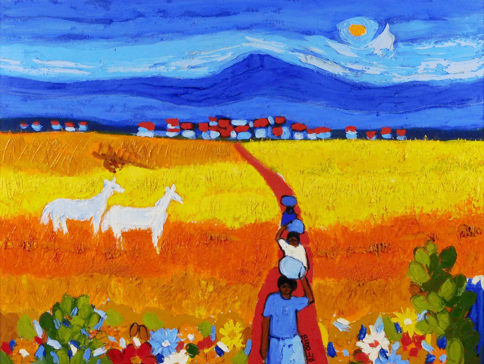 Candido Bido (Dominican Republic, 1936-2011), 1978, oil on canvas, vivid landscape depicts fields in (1 of 4)