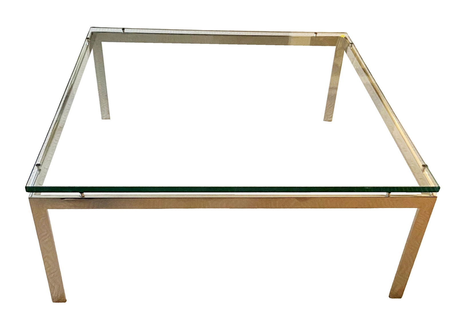 Contemporary floating glass and stainless steel coffee table designed by Jacob Epstein for (1 of 3)