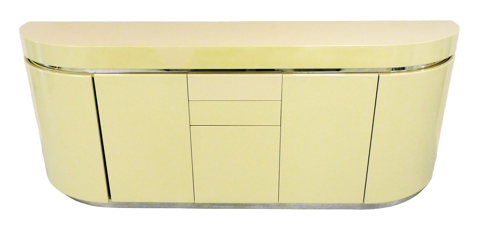 +Attributed to J. Wade Beam, Ponte credenza, c. 1975, lacquered wood with glossy cream color trimmed (1 of 5)