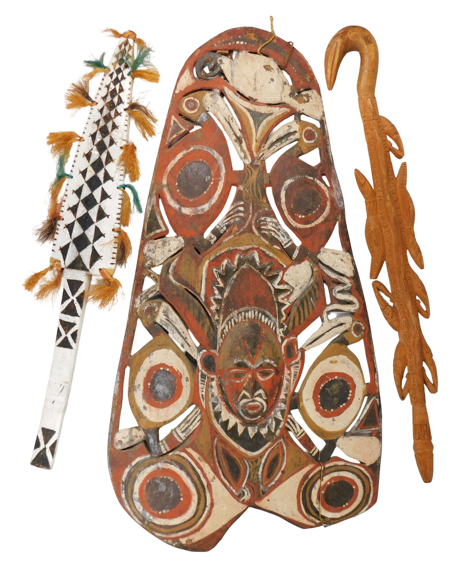 TRIBAL: Three African decorative or ceremonial carvings, New Guinea, Sepik River region, 20th C., (1 of 5)