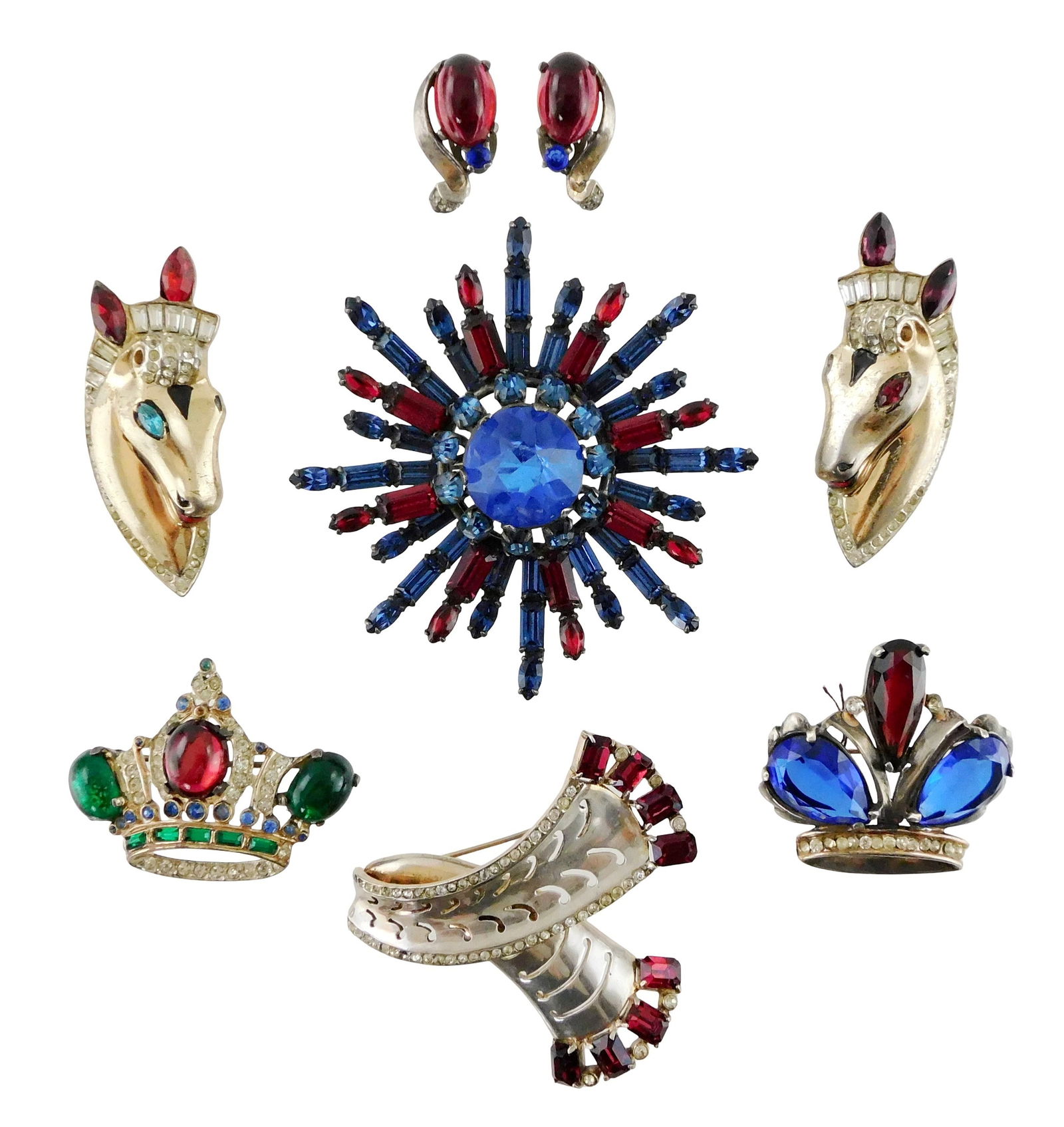 COSTUME JEWELRY: Corocraft, etc., eight vintage sterling silver pieces, all stamped, including: (1 of 5)