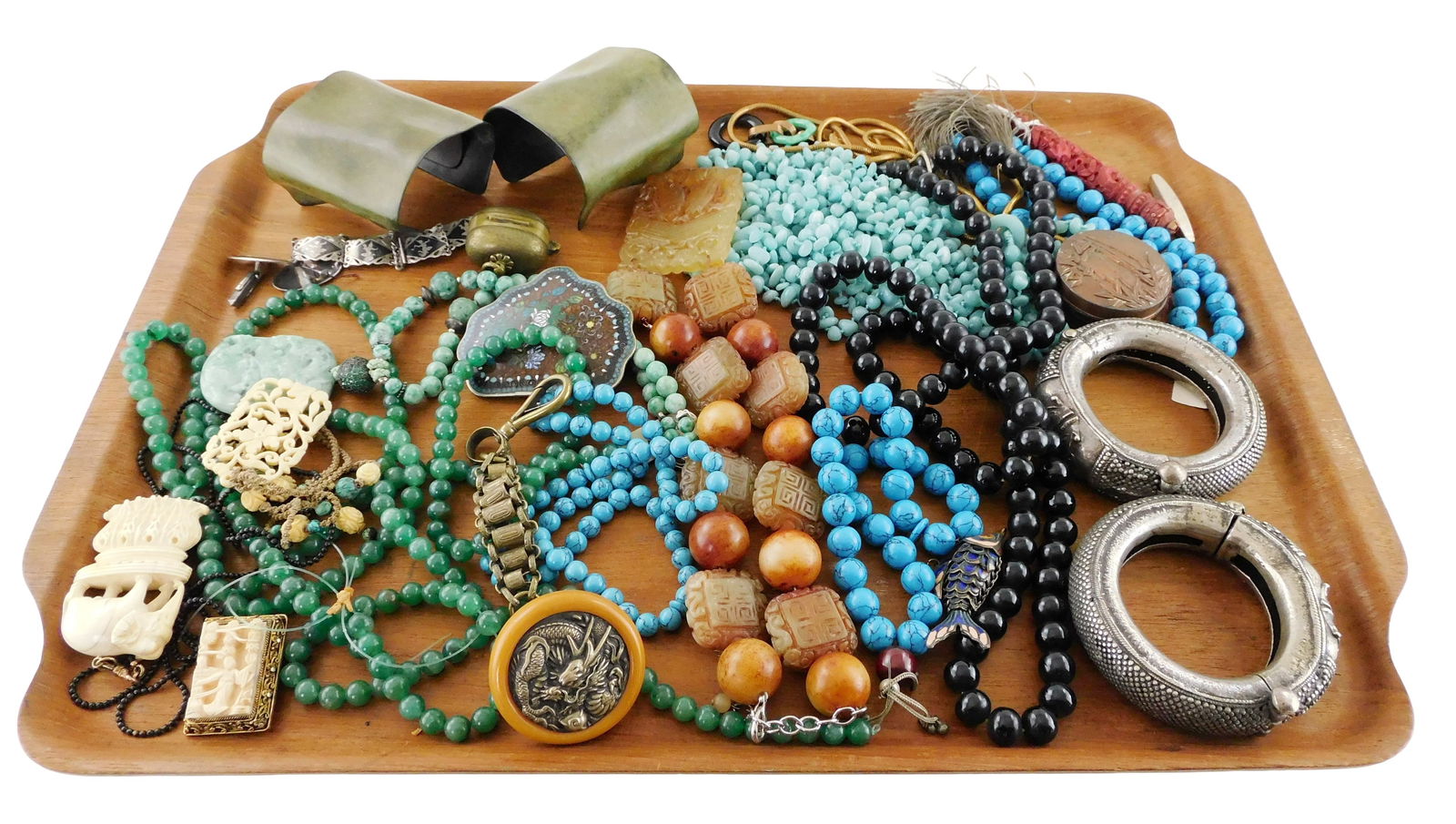 COSTUME JEWELRY: 25+ Pieces, many Asian themed including accessories, items of interest include (1 of 7)