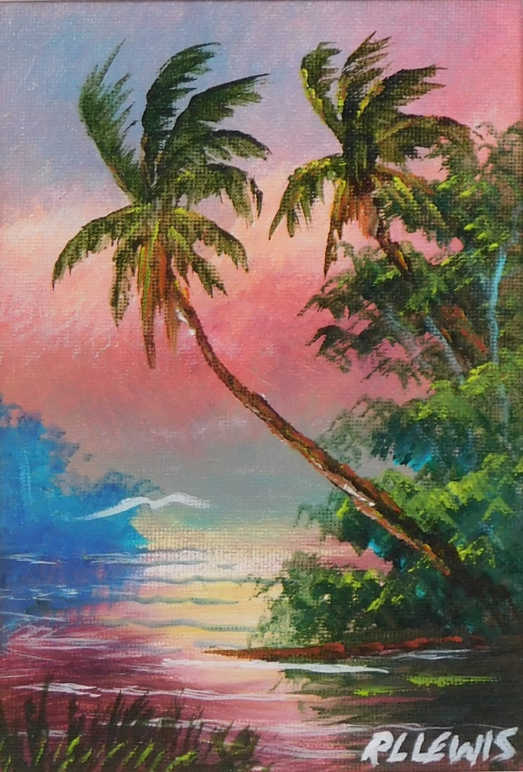 Robert L. Lewis (American b. 1948) Highwaymen mini seascape, oil on canvas board, late 20th-early (1 of 3)