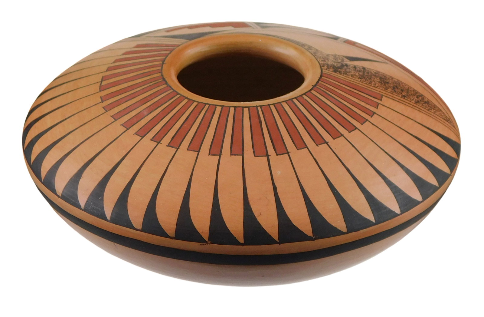 TRIBAL: Gloria Kahe (b. 1951, Navajo/Diné) seed pot, 20th-21st C., red and black polychromatic (1 of 5)