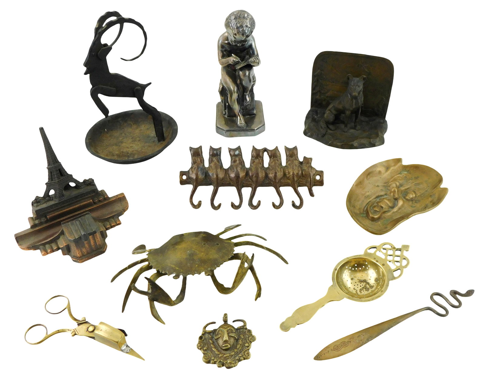 Heinrich Hirschler, etc., eleven pieces of display and utilitarian metalwear, featuring animals, (1 of 3)