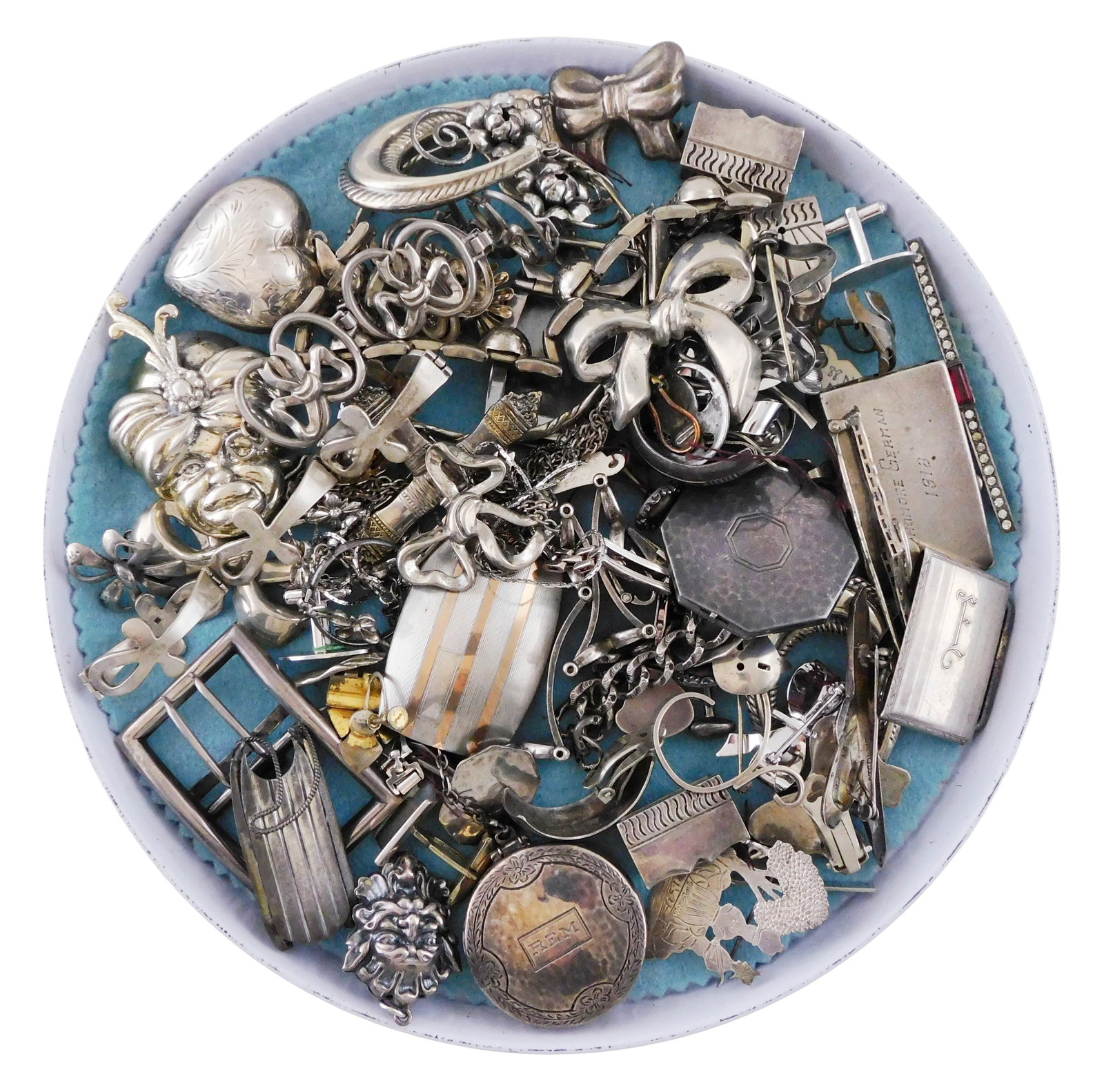 SILVER: 60+ Pieces of silver jewelry and accessories, all tested/marked silver or sterling, pieces (1 of 2)